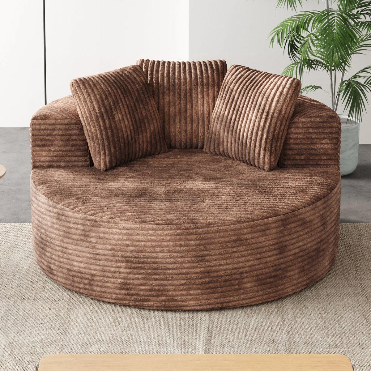 Sodrens Oversized Chaise Lounge Chair Indoor,Upholstered Sofa Bed with Throw Pillows and Armrests,Sleeper Chair for Living Room,Bedroom,Brown,Corduroy