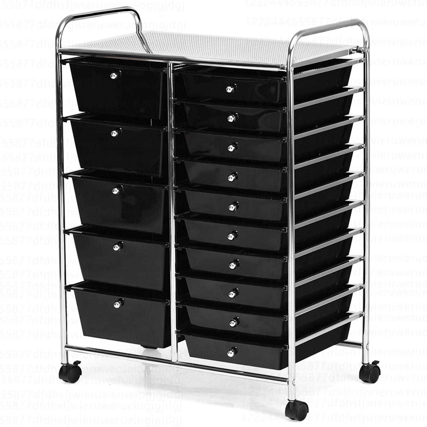 Costway 15 Drawer Rolling Storage Cart Tools Scrapbook Paper Office School Organizer White