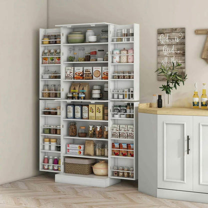 Spaco 17-Tier Kitchen Small Pantry Cabinet with 2 Doors and 6 Adjustable Shelves, Cabinet Pantry, Freestanding 5-Tier Shelving Pantries for Kitchen Storage, Gray