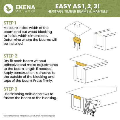 Ekena Millwork 3 1/2"W x 3 1/2"H x 120"L 3-Sided (U-Beam) Mena HeritageTimber Faux Wood Ceiling Beam, Kona Brown