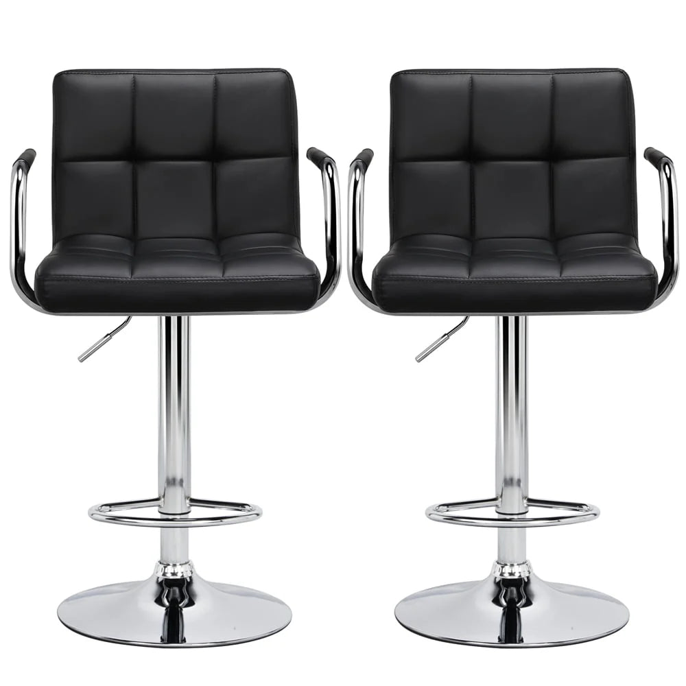 Yaheetech 2pcs PU Leather Adjustable Bar Stools for Dining Room, Black
