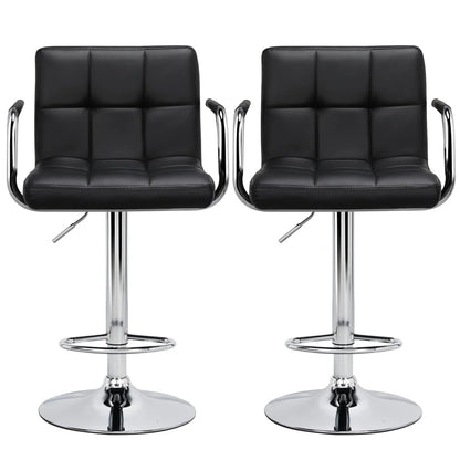 Yaheetech 2pcs PU Leather Adjustable Bar Stools for Dining Room, Black