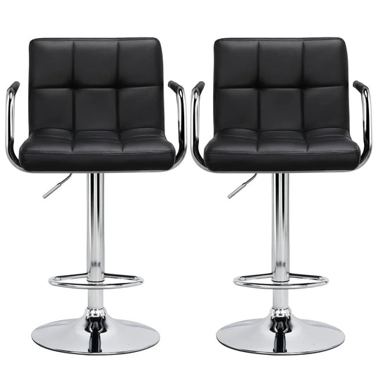 Yaheetech 2pcs PU Leather Adjustable Bar Stools for Dining Room, Black