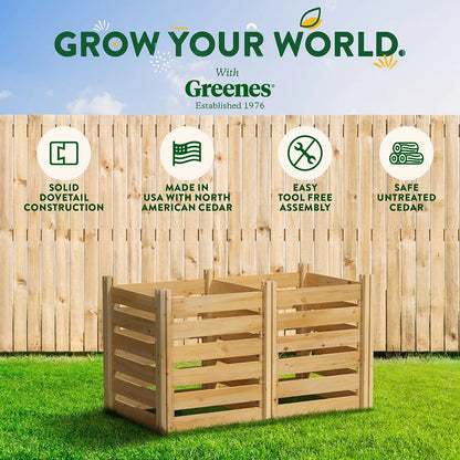 Greenes Fence Cedar Wood Composter 24" x 24" x 31", 77.3 gal.