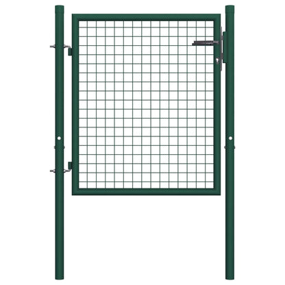 vidaXL Fence Gate Metal Fence Post Garden Gate for Outdoor Patio Steel Green