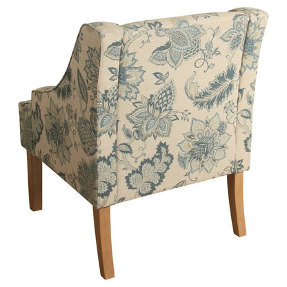 HomePop Classic Swoop Accent Chair - Blue and White Damask