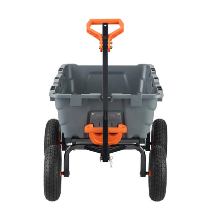 KFFKFF Garden Dump Cart, 35.8x19.5x8.2 in Dump Truck Cart, Max. 600lbs Load Capacity, 10in Rubber Tire, 180�� Adjustable Handle