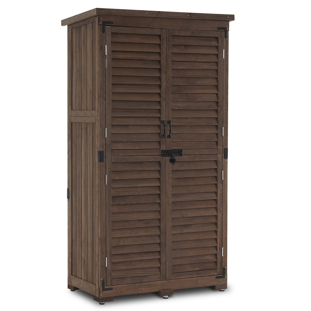 MCombo Tall Garden 1.52 x 2.85 ft. Wood Storage Shed, Brown