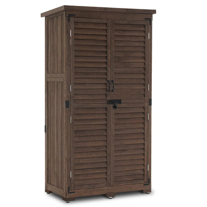 MCombo Tall Garden 1.52 x 2.85 ft. Wood Storage Shed, Brown