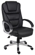 Boss Office Products LeatherPlus Executive Chair with Casters, Black