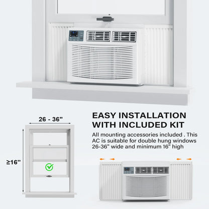 Matladin Window Air Conditioner with Heat, 8000 BTU Window AC Unit & Heater Combo with APP & Voice Smart Control, Timer Function & Easy Installation Kit, 115V/60Hz
