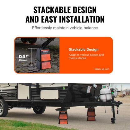 VEVOR Trailer Jack Block, 6000 lbs Capacity per RV Leveling Block, High-Quality Polypropylene RV Camper Stabilizer Blocks, RV Travel Accessories Use for Any Tongue Jack, Post, Foot, 5th Wheels, 4-Pack