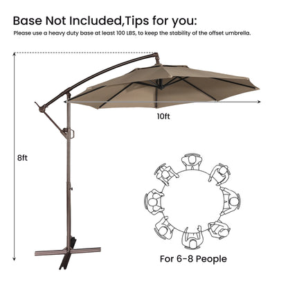 Mondawe 10ft Solar Lights Offset Cantilever Patio Umbrella - with Light, LED Lighted Offset Hanging Patio Outdoor Market Umbrella UPF50+ UV Protection with Crank,Navy Blue