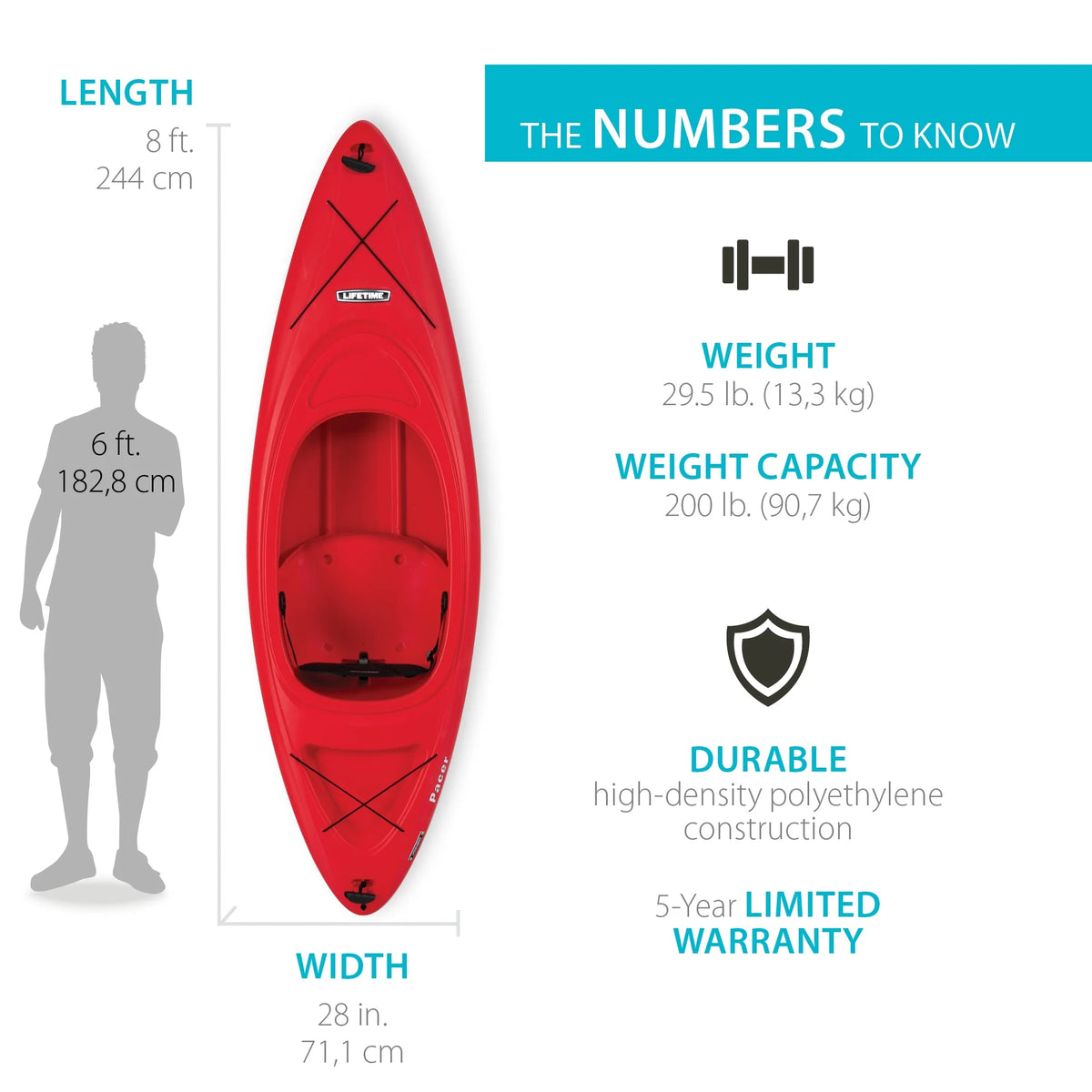 Lifetime Pacer 8 ft. Sit-Inside Kayak, Green (91032)