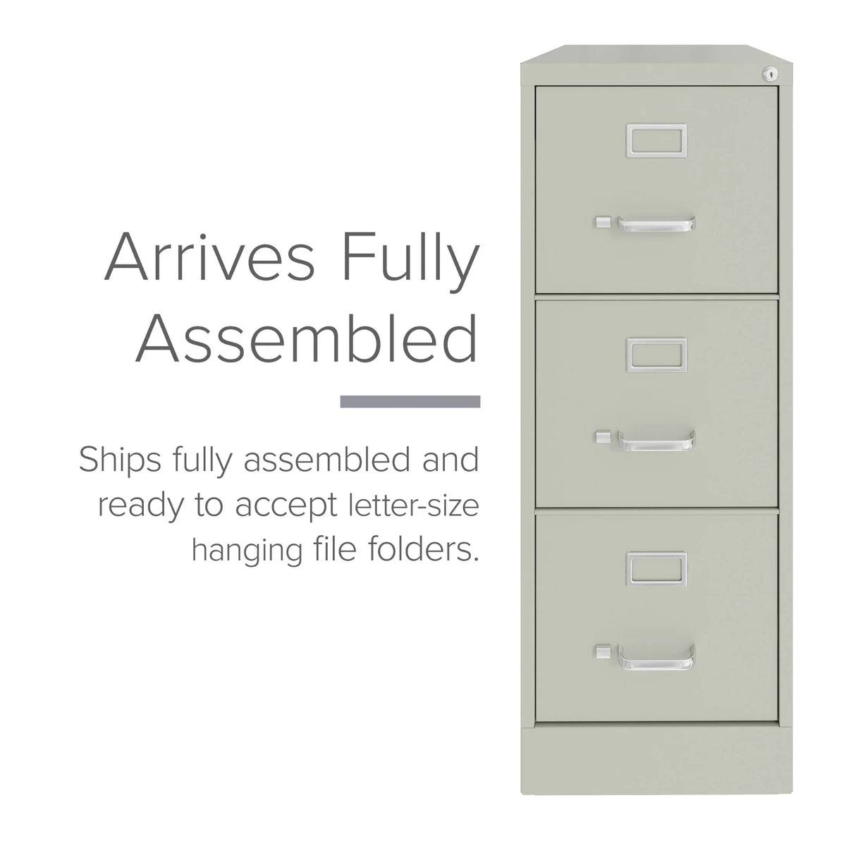 Hirsh 22" Deep 3 Drawer Letter Width Vertical File Cabinet, Commercial Grade, Gray