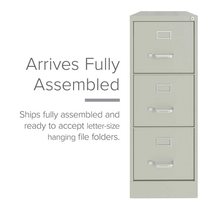 Hirsh 22" Deep 3 Drawer Letter Width Vertical File Cabinet, Commercial Grade, Gray