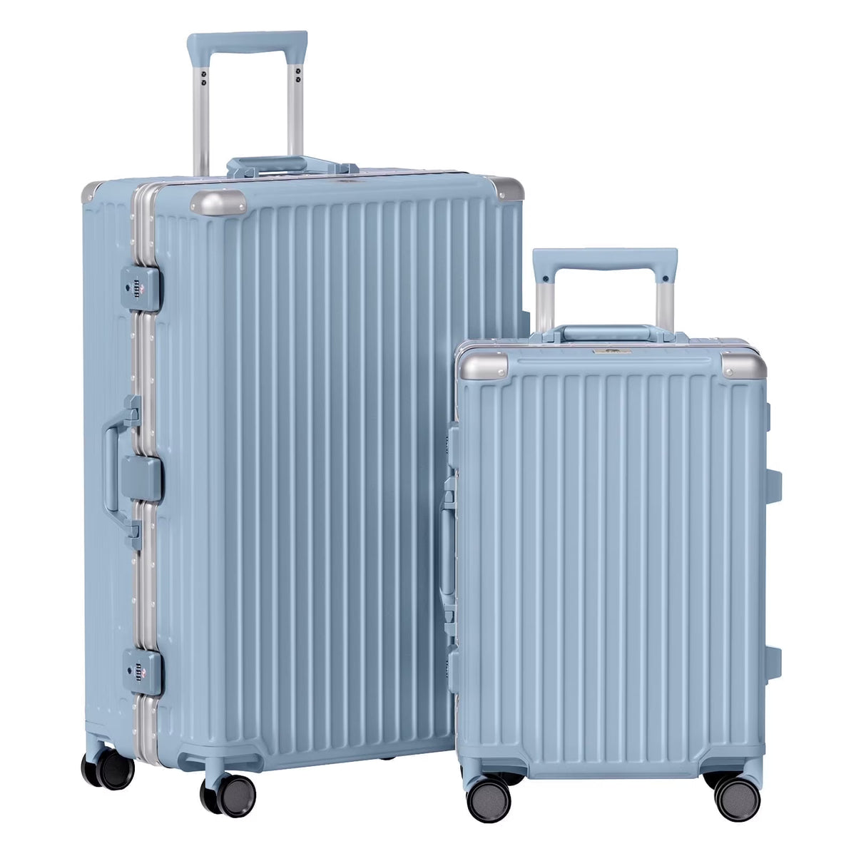 Luggage Aluminium Frame PC ABS Hardshell Suitcase with Spinner Wheels TSA Lock Zipperless Luggage 28 inch Silver