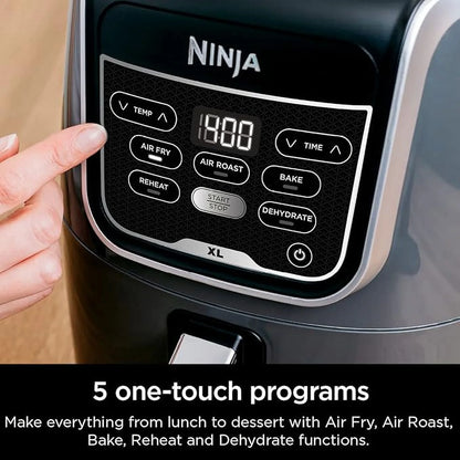 Ninja AF150AMZ Air Fryer XL, 5.5 Qt. Capacity that can Air Fry, Air Roast, Bake, Reheat & Dehydrate, with Dishwasher Safe, Nonstick Basket & Crisper Plate and a Chef-Inspired Recipe Guide, Grey
