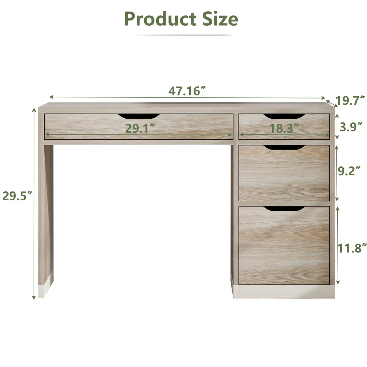 DreamCurship White Desk with Drawers, Modern Computer Desk with File Drawers, Home Office Study Writing Desk with Storage, White