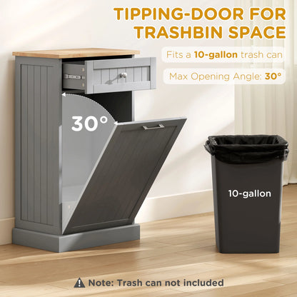 HOMCOM Kitchen Tilt Out Trash Bin Cabinet, Free Standing Recycling Cabinet