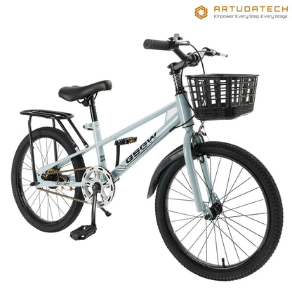 ARTUDATECH Kids Bike Girls  Boys 20 Inch Children's Bicycle with Basket for Age 6-12 Years old  with Air Pump and Bike bag