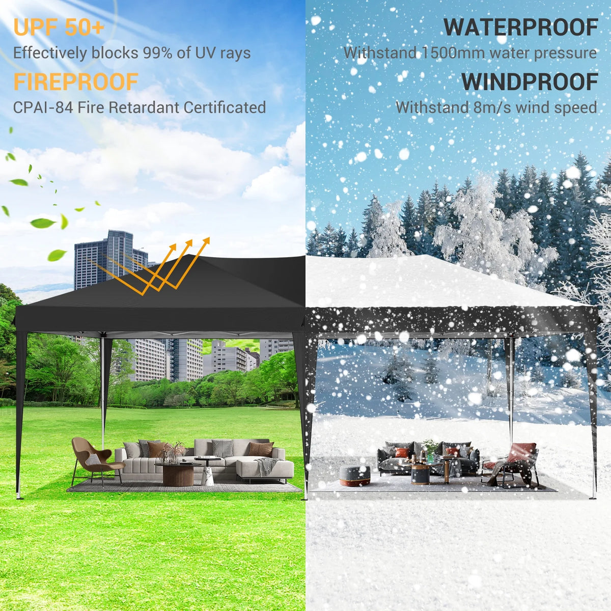 SANOPY 10'x10' EZ Pop Up Canopy Tent Outdoor Party Instant Shelter Portable Folding Beach Canopy with 4 Sandbag & Carrying Bag, Black
