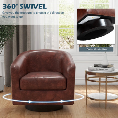UIXE Swivel Accent Chair, Upholstered Fabric Barrel Chair for Living Room, Small Single Sofa Bedroom Reading Seat, Light Gray