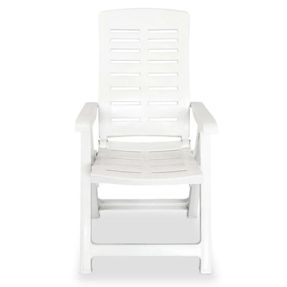 vidaXL Reclining Patio Chairs Outdoor Stack Dining Chair with Armrest Plastic