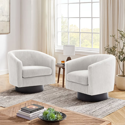 UIXE Swivel Accent Chair, Upholstered Fabric Barrel Chair for Living Room, Small Single Sofa Bedroom Reading Seat, Light Gray
