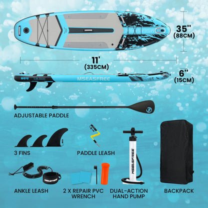 MSEASFREE 11.5 ft Inflatable Paddle Board All-Purpose Fishing Stand up Paddle Board with Full SUP Accessories