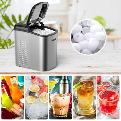 Galanz Portable Countertop Electric Maker Machine 26 lbs in 24 Hours, 9 Bullet Shaped Cubes Ready in 9 Minutes, 2 Ice Sizes, Perfect for Parties & Home Bar, 2.1 L, Retro Red