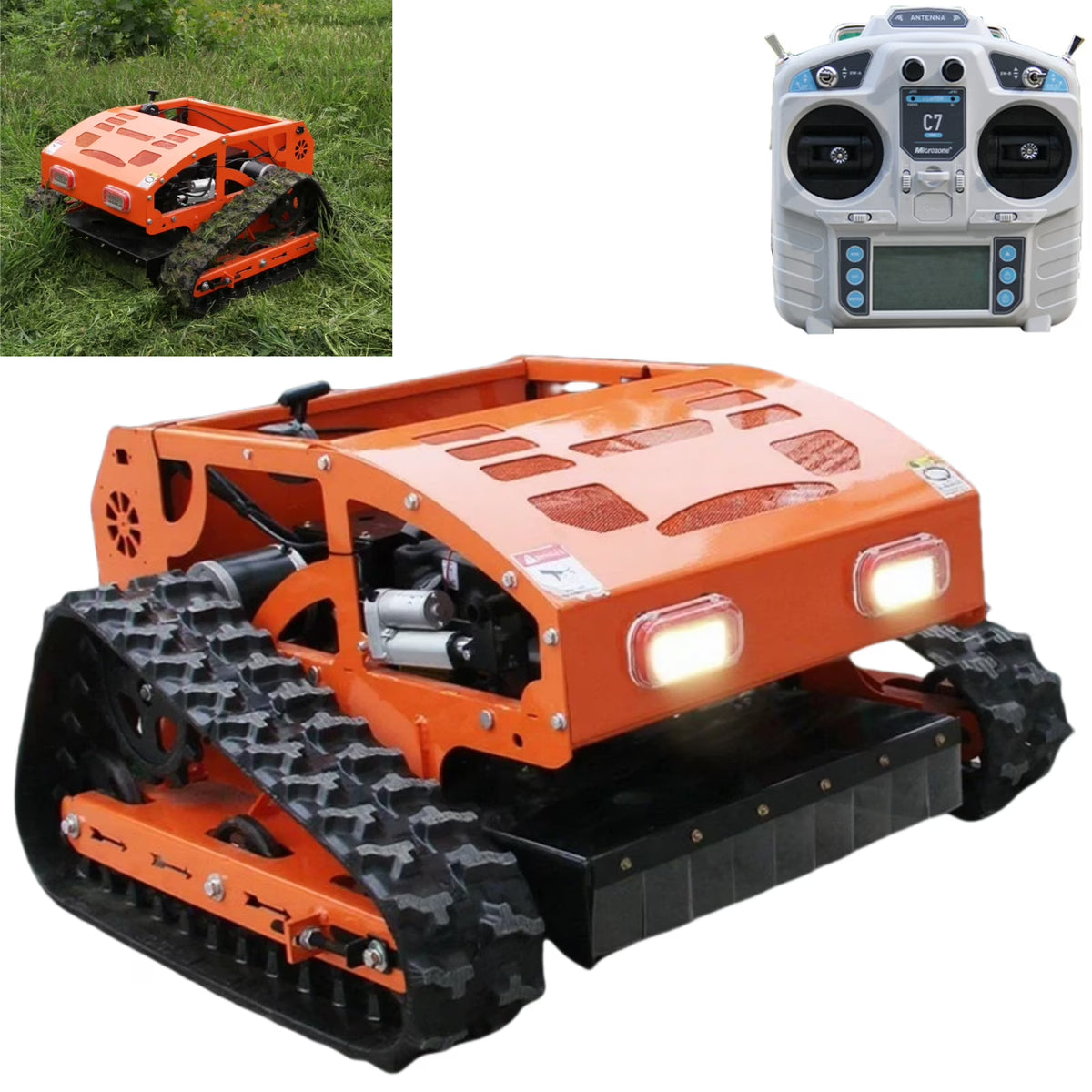 MachPro 300 lbs 9 HP Orange Remote Control Lawn, Mower Manganese Steel Blade, Adjustable Cutting Height, Speed, All Terrain Cordless Grass Cutter