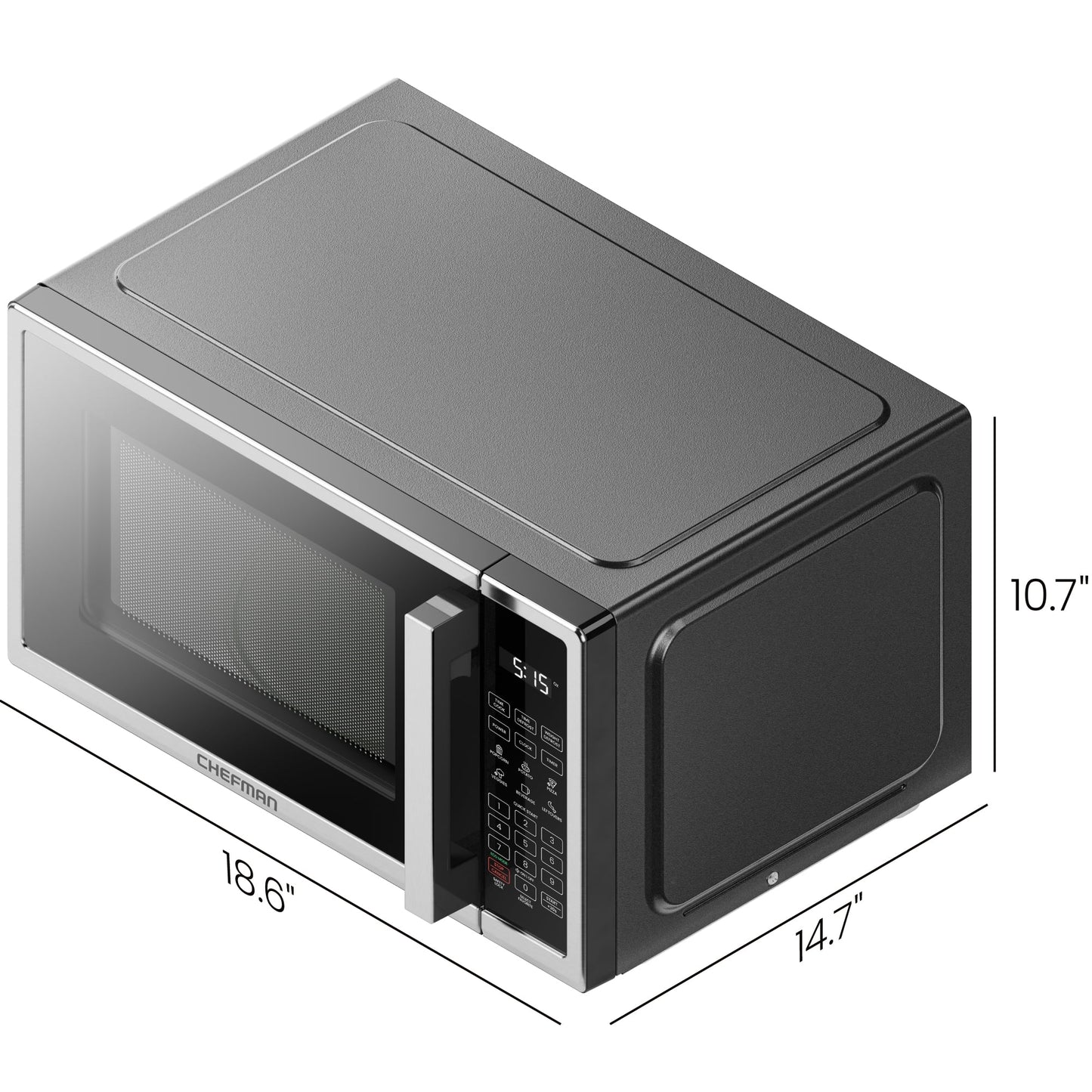 Chefman 0.9 Cu ft Countertop Microwave Oven, 900 Watts - Stainless Steel