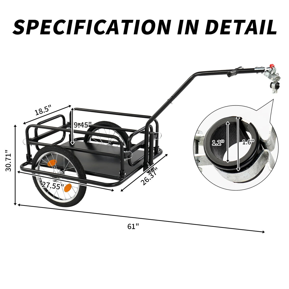 Ktaxon Two Wheel Bicycle Cargo Trailer, Black