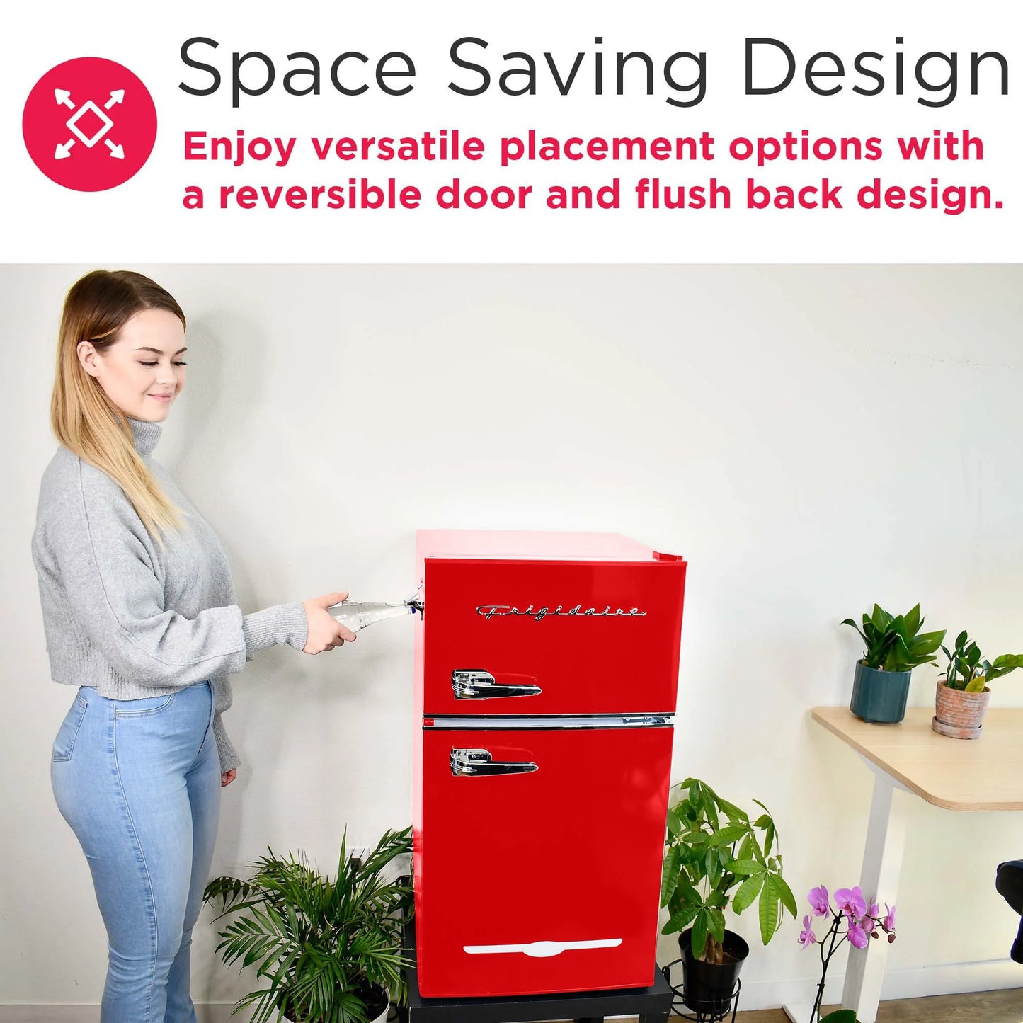 Frigidaire Retro 3.1 Cu ft Two Door Compact Refrigerator with Freezer, Red