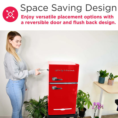 Frigidaire Retro 3.1 Cu ft Two Door Compact Refrigerator with Freezer, Red