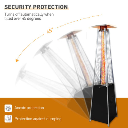 Segmart 48,000 BTU Pyramid Patio Heater, Tall Standing Outdoor Propane Heater with Wheels & Tip-Over Safety Protection, Visible Flame Glass Tube for Backyard, Garden, Commercial Use - Gray