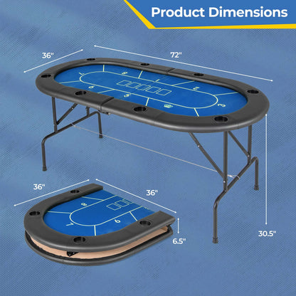 Costway 8 Players Card Board Game Table with 8 Cup Holders Casino-Grade Felt Surface Green