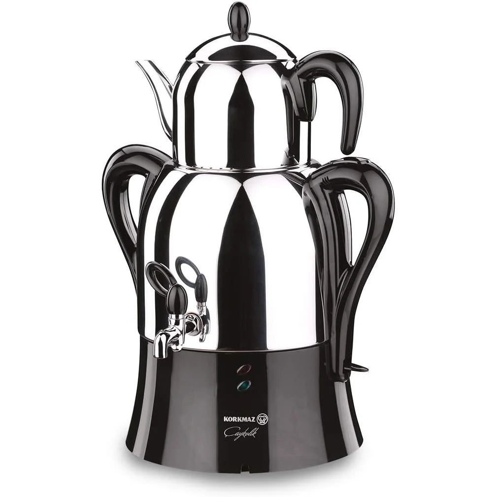 Korkmaz Hanedan Premium Silver 18/10 Cr-Ni Stainless Steel Dishwasher Safe Electric Tea Maker