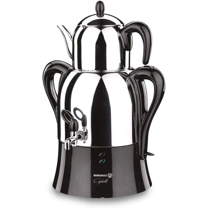 Korkmaz Hanedan Premium Silver 18/10 Cr-Ni Stainless Steel Dishwasher Safe Electric Tea Maker