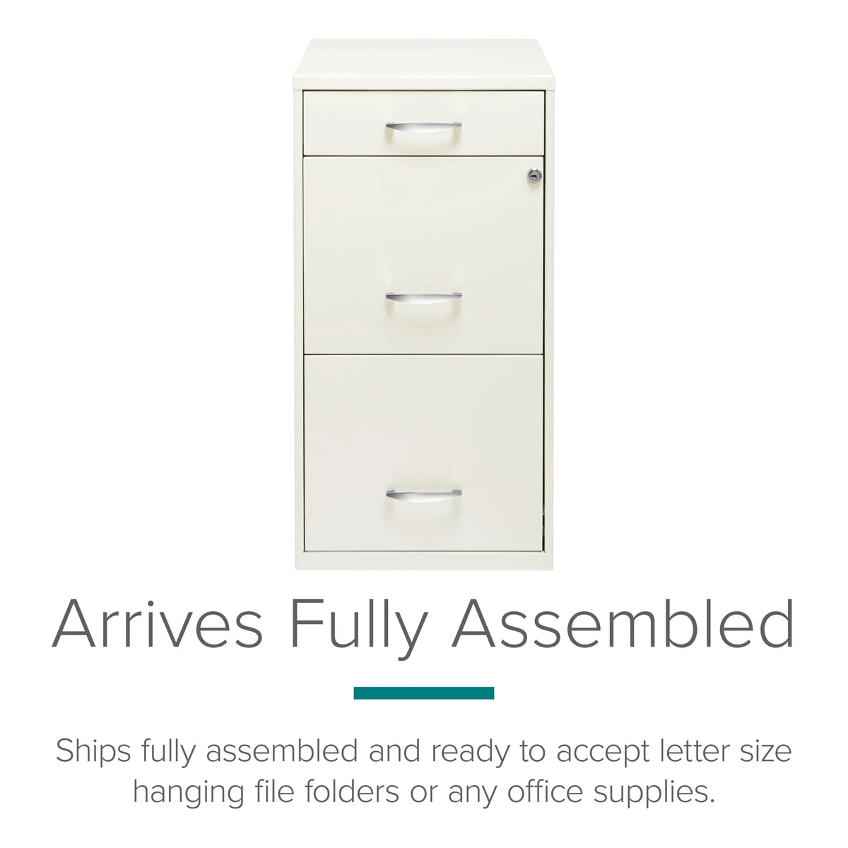 Space Solutions 3 Drawer Letter Width Vertical File Cabinet with Pencil Drawer, White