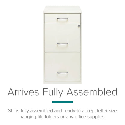 Space Solutions 3 Drawer Letter Width Vertical File Cabinet with Pencil Drawer, White