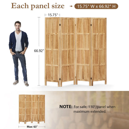 Aletheiawu 4 Panel Room Divider Wall and Folding Privacy Screens��No Installation Required��White