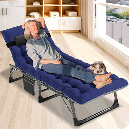 Slsy Folding Lounge Chair, 5-Position Adjustable Outdoor Reclining Chair, Folding Sleeping Bed Cot, Folding Chaise Lounge Chair for Pool Beach Patio Sunbathing