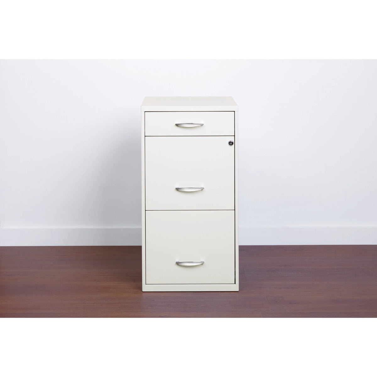 Space Solutions 3 Drawer Letter Width Vertical File Cabinet with Pencil Drawer, White