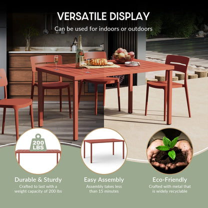 WestinTrends Playa 59" Iron Metal Outdoor Rectangular Patio Dining Table For 6, Olive Green