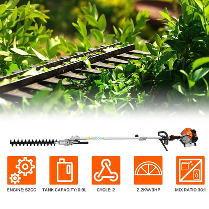 SYNGAR 10-in-1 Grass Trimmer Weed Eater Combos, 52CC 2-Cycle Full Crank Shaft Gas Powered Weed Eater with Gas Pole Saw, Hedge Trimmer and Brush Cutter, Grass Trimming Tool for Garden, Lawn Care