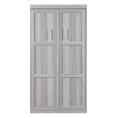 Euroco Pine Wood Twin Size Murphy Bed, Convertible Wall Bed into A Cabinet, Gray
