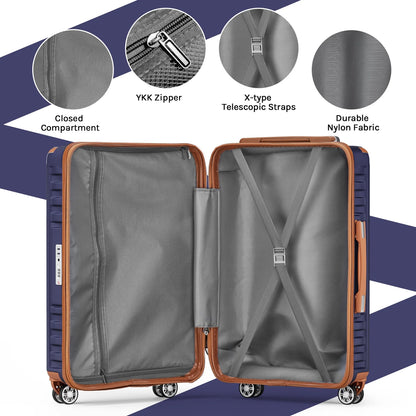 Melalenia - 7 Luggage Sets ABS Hardside Spinner Luggage -With Spinner Wheels and TSA Lock-White
