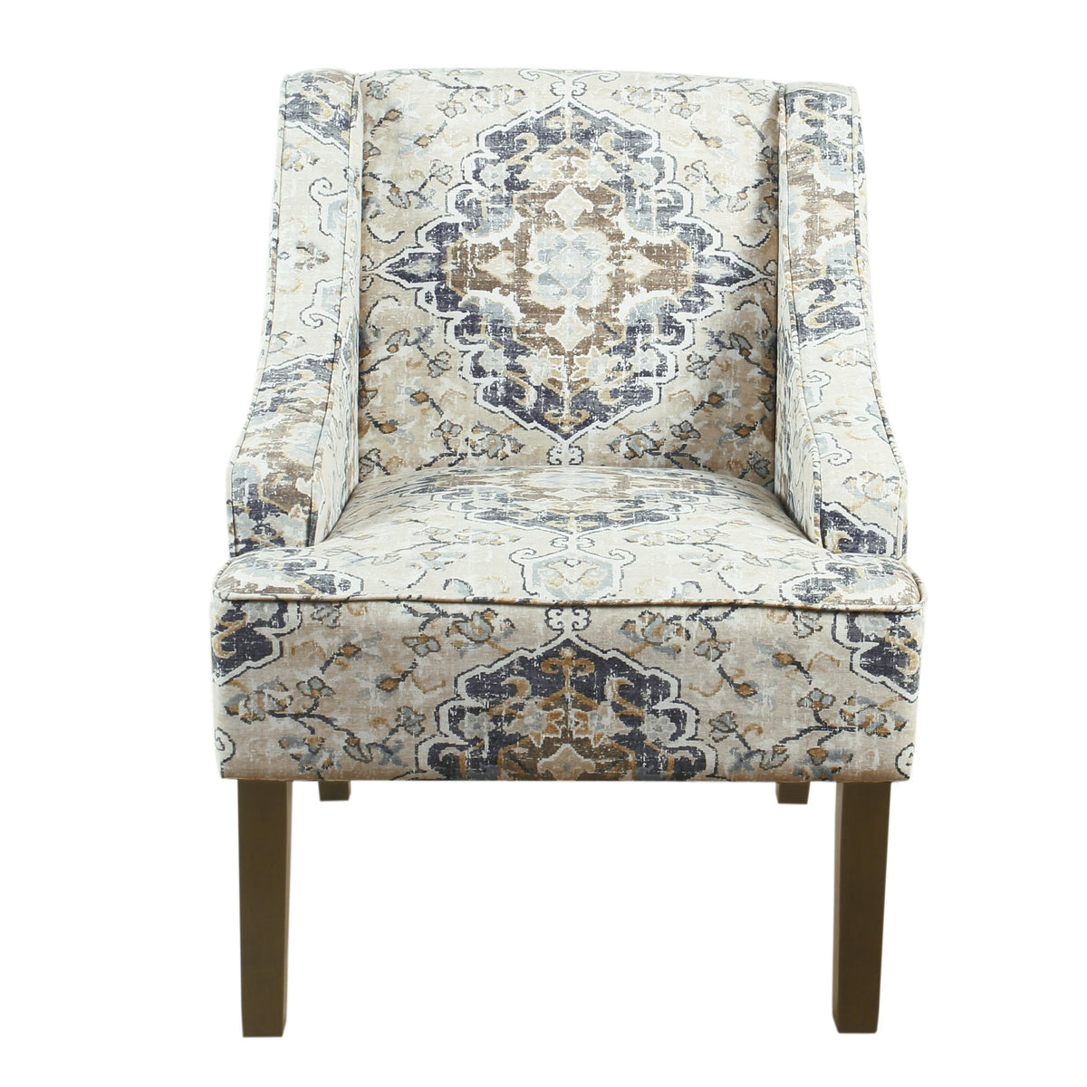 HomePop Classic Swoop Accent Chair - Blue and White Damask